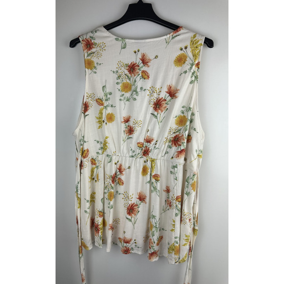 NWT Torrid Rayon Slub Button Up Waist Detail Tank Blouse Tie Floral Plus Size 4X - Picture 9 of 12